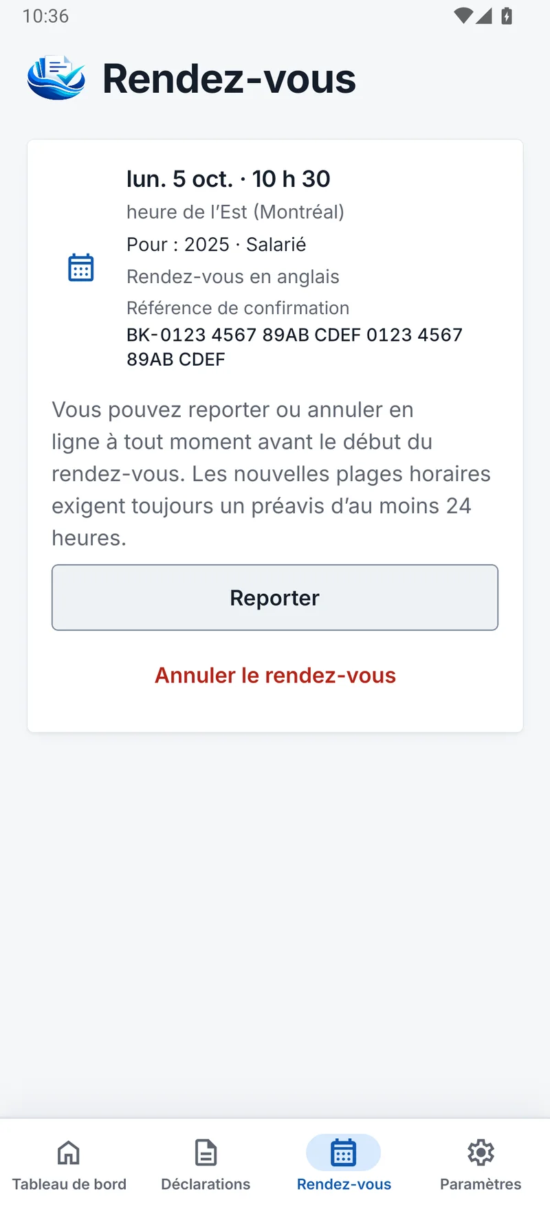 TaxCove — Prise de rendez-vous
