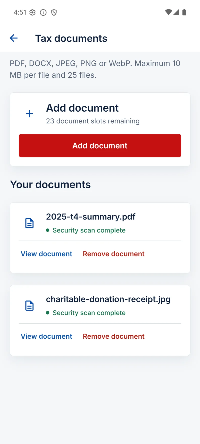 TaxCove — Secure documents