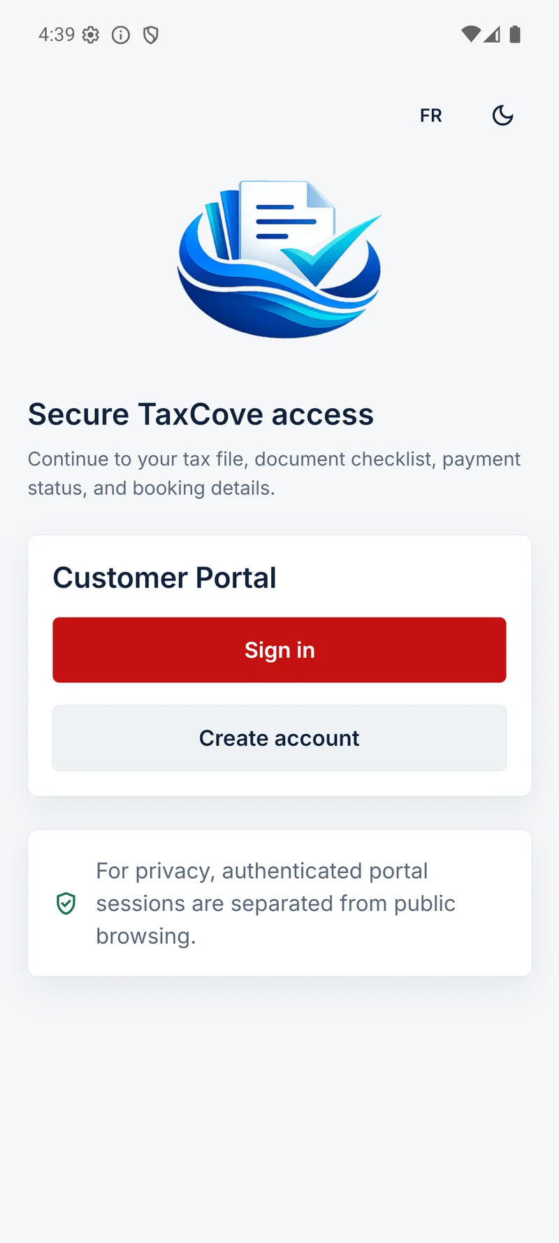 TaxCove — Secure access