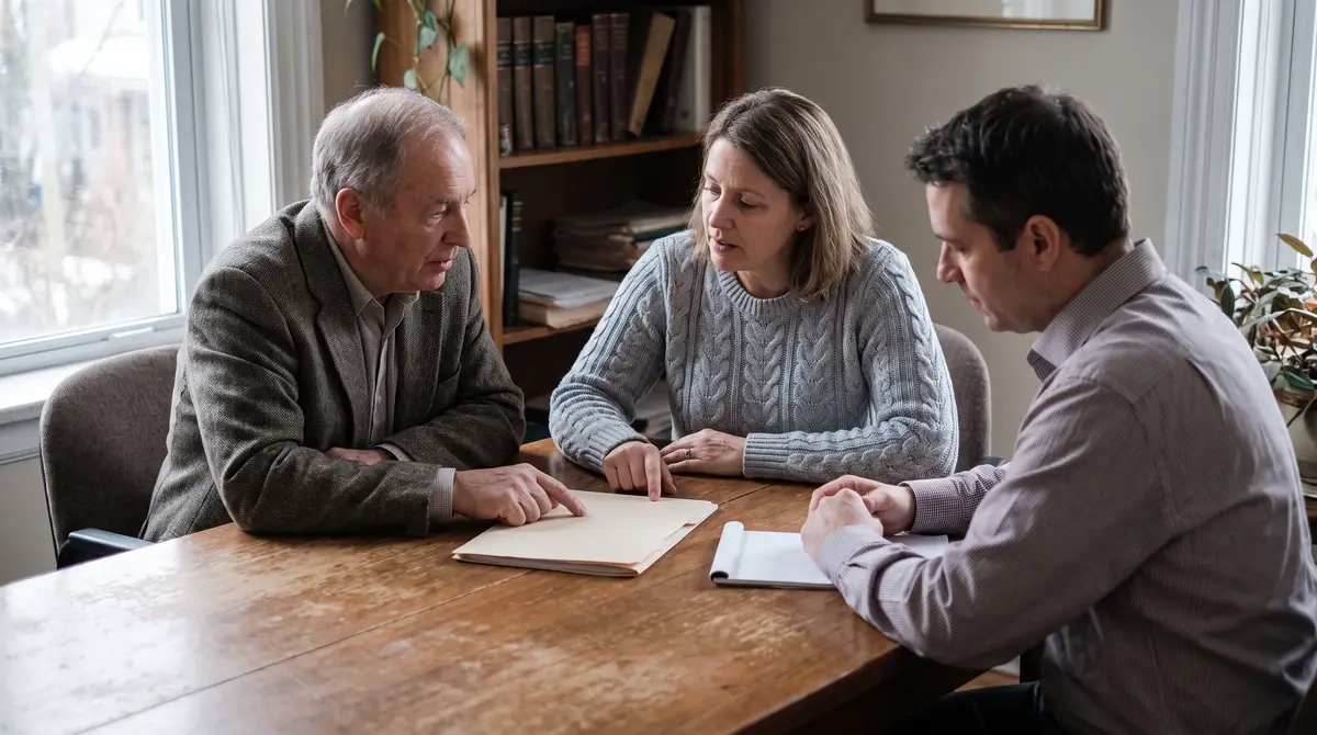 Landlord, accountant, and property manager coordinating rental records