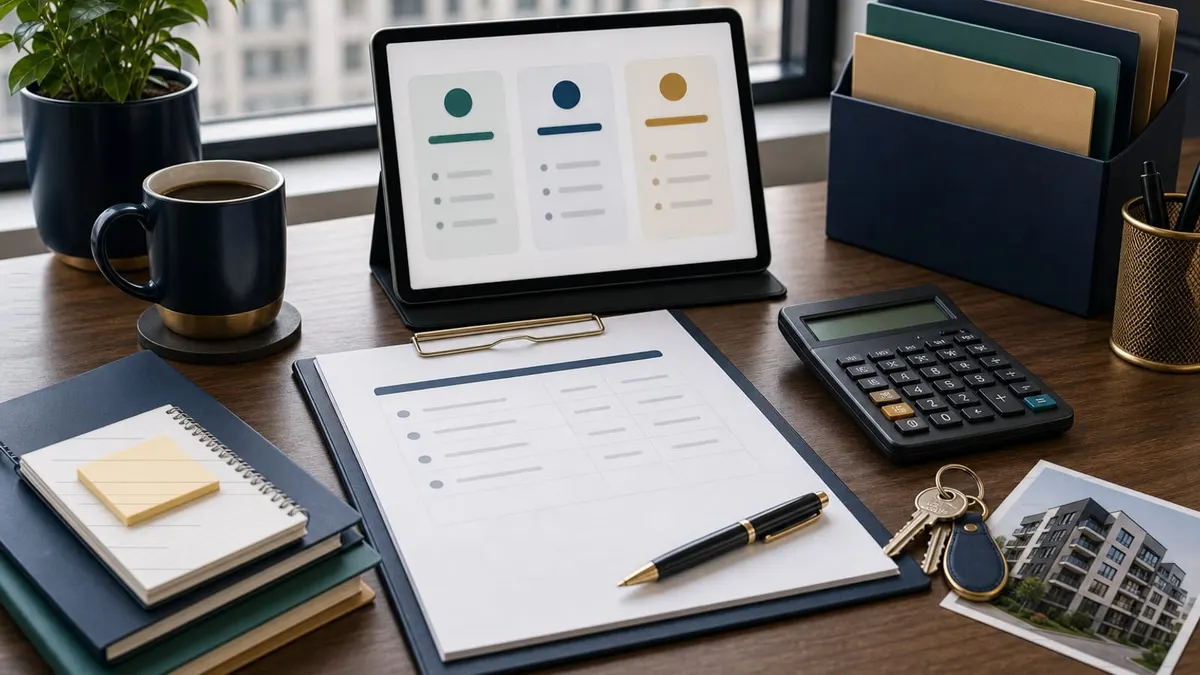 Consultation de tarification en gestion immobilière avec cartes de services
